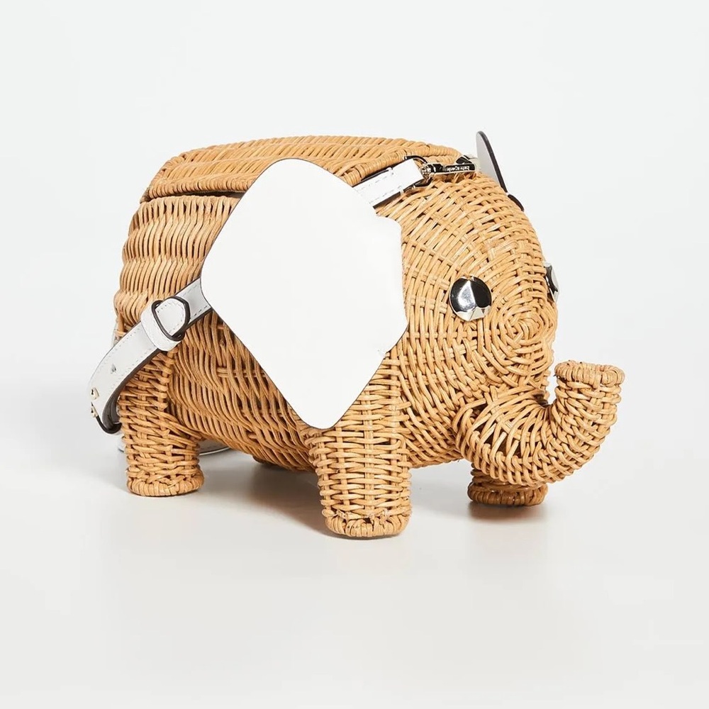 Kate Spade Wicker Elephant Crossbody Bag in Optic White
